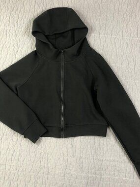4/$15 Black Hoodie Jacket Women Small Full Zip Hooded Cropped Sweatshirt Active